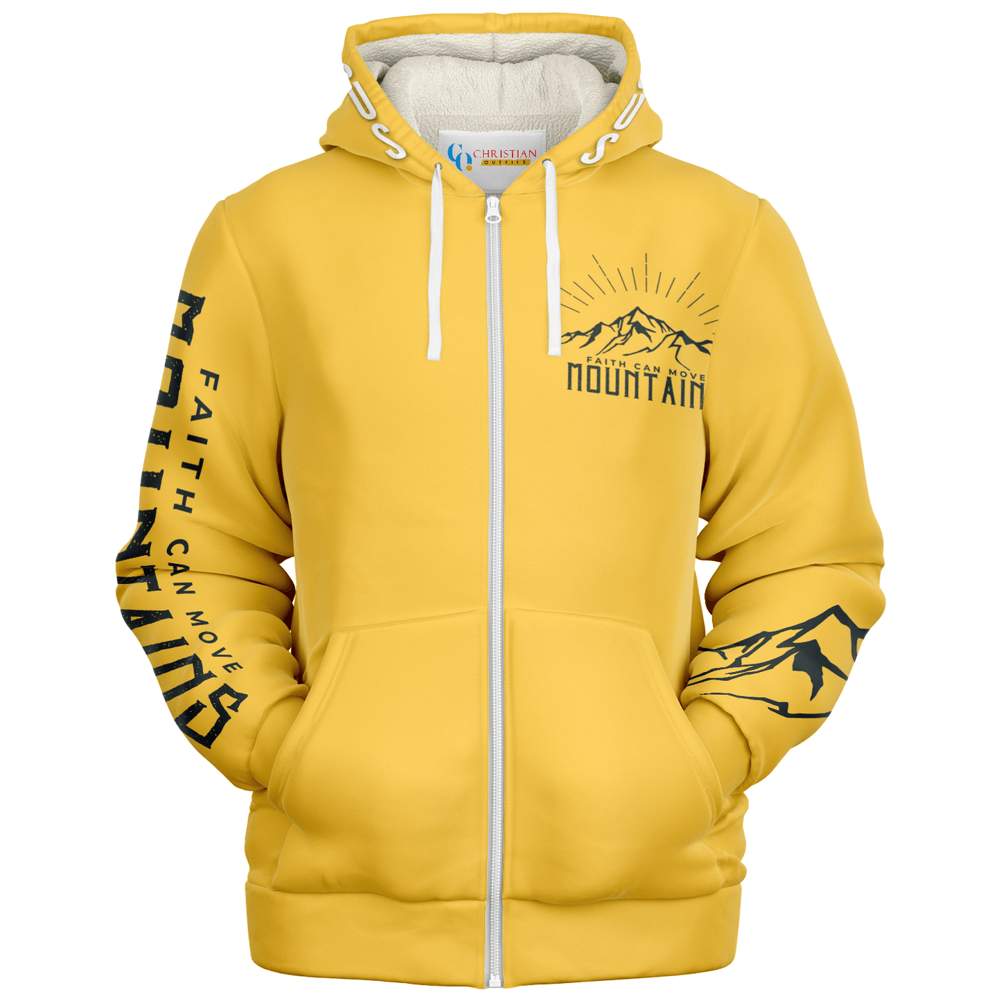 Faith Can Move Mountains - Microfleece Zip Hoodie - Christian Outfits