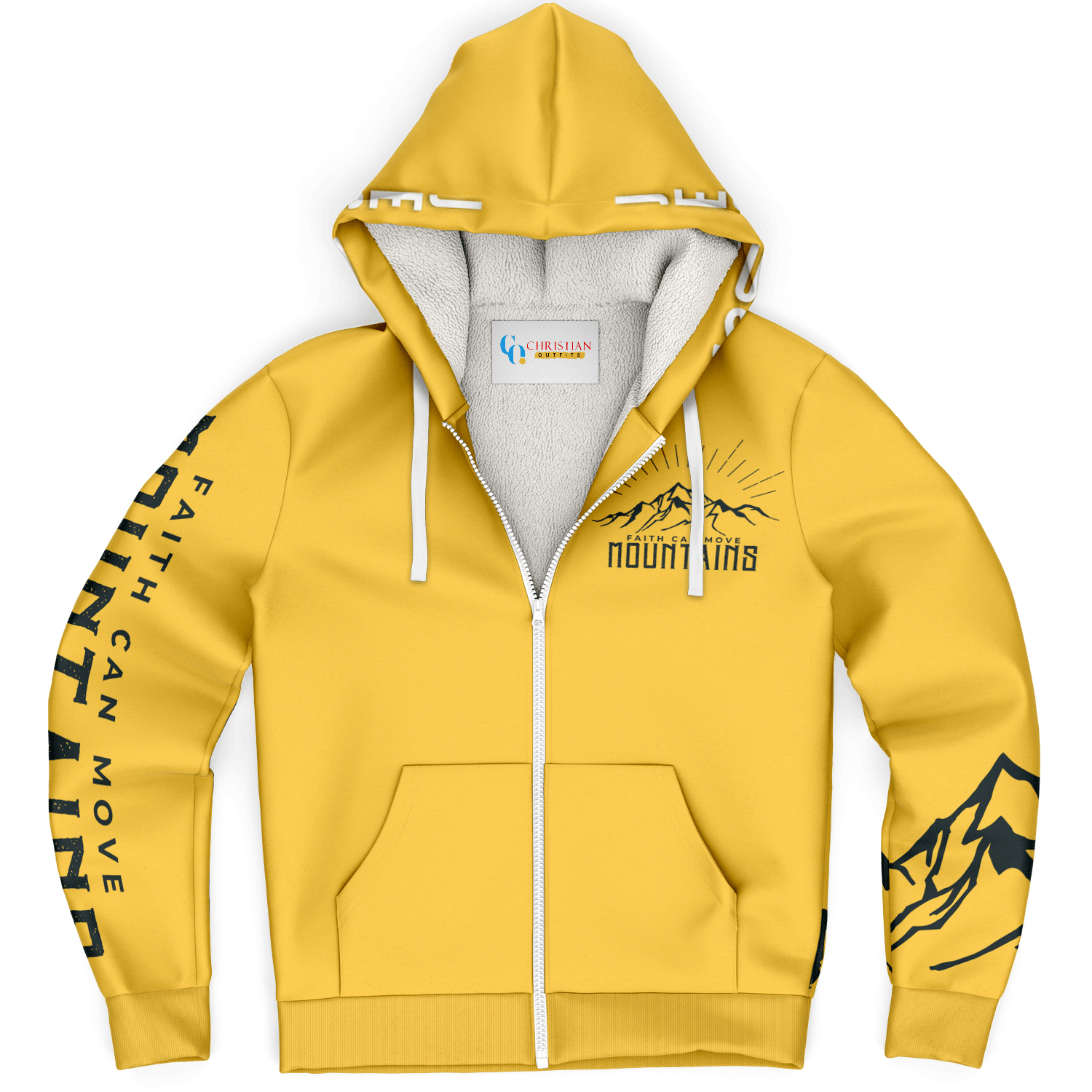 Faith Can Move Mountains - Microfleece Zip Hoodie - Christian Outfits